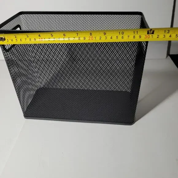 Black Metal Mesh Storage Basket with Handles - 10x12x6 - Picture 5 of 10